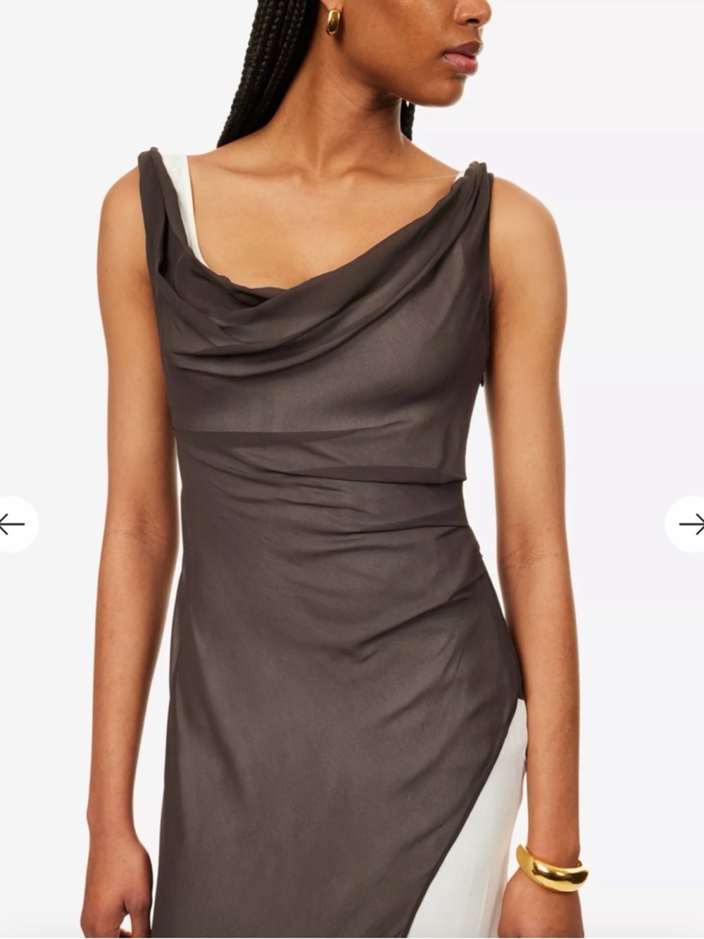 bec + bridge Brown and Cream Backless Cowl-Back Maxi Dress